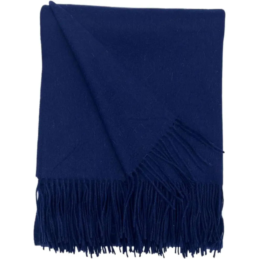 Cashmere Blend Woven Throw Blanket Ripple Finish Merino Wool