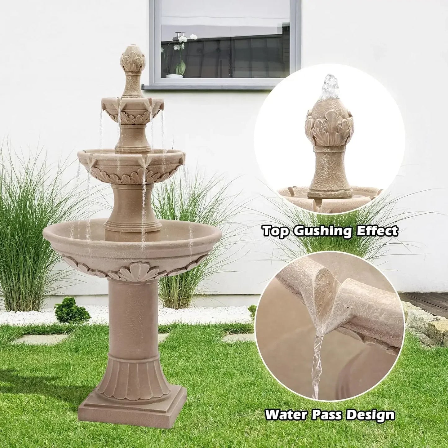 Outdoor Garden Waterfall Fountain With Bubbler Pineapple Top