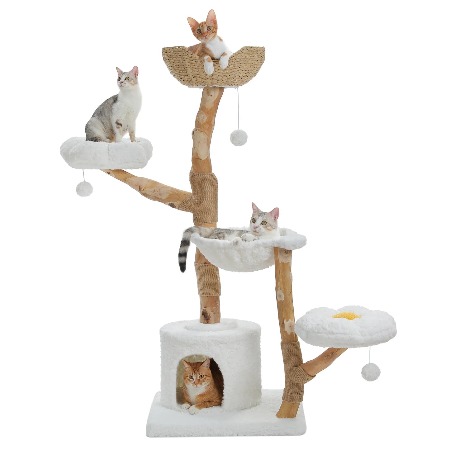 PAWZ Road Cat Tree Tower With Sisal Post And Wicker Bed Indoor