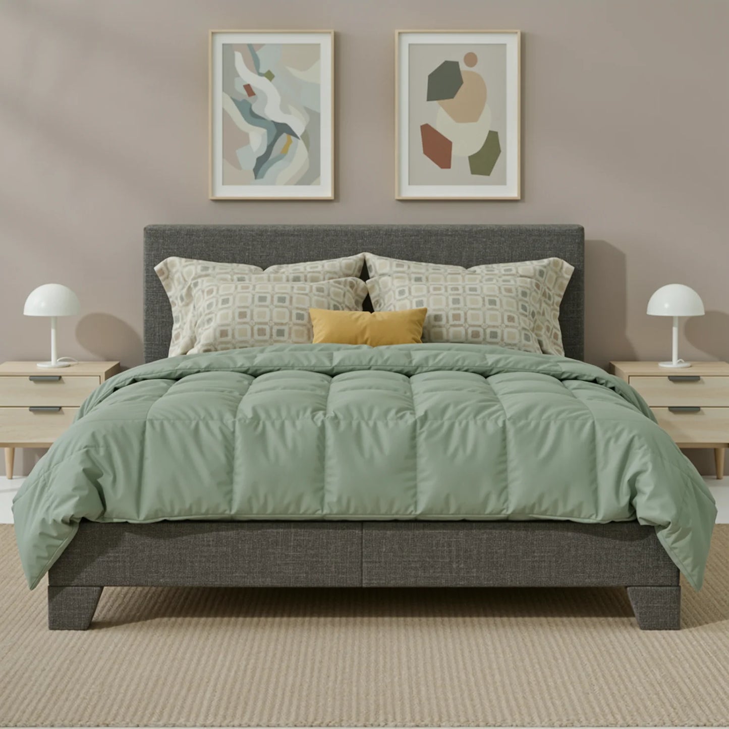 HOOMIC Upholstered Bed Frame With Adjustable Linen Headboard Quiet Support