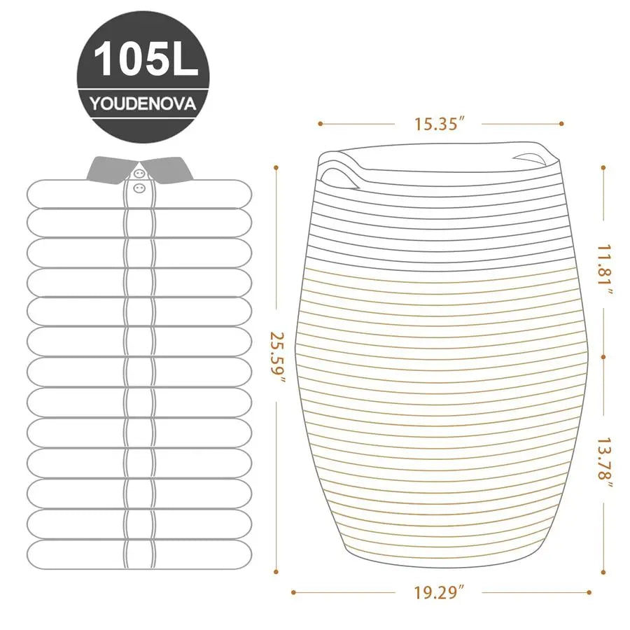 Rope Laundry Hamper Woven Collapsible Basket For Laundry Room