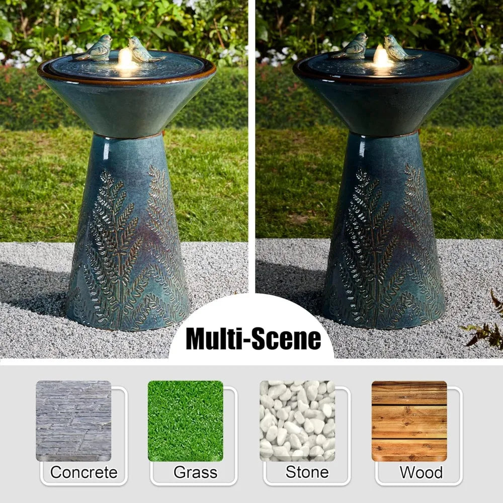 Glitzhome Outdoor Water Fountain With LED Light And Pump