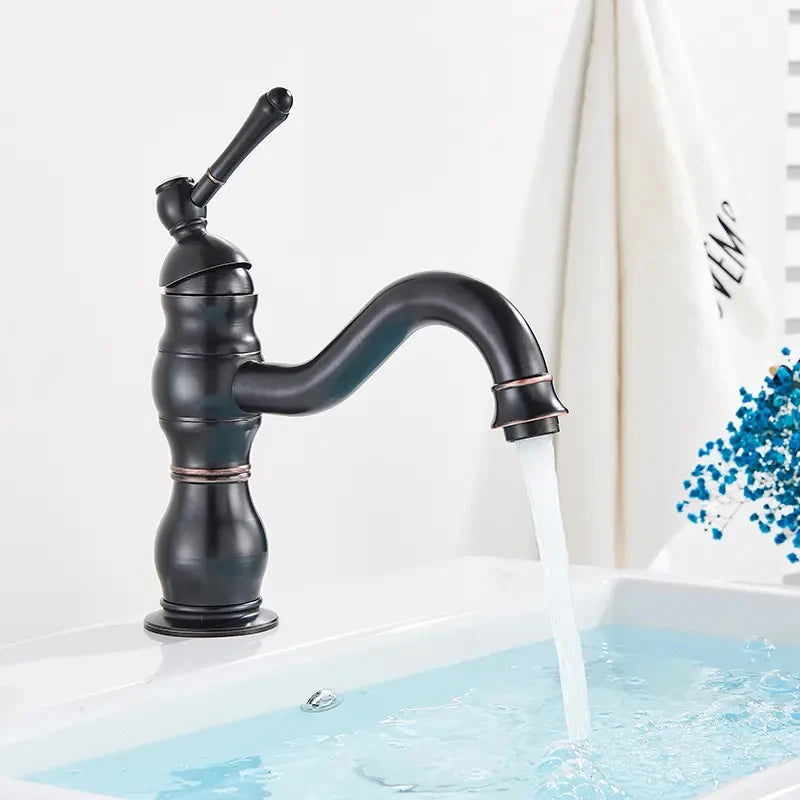 MYQualife Deck Mounted Bathroom Basin Faucet Hot and Cold Mixer