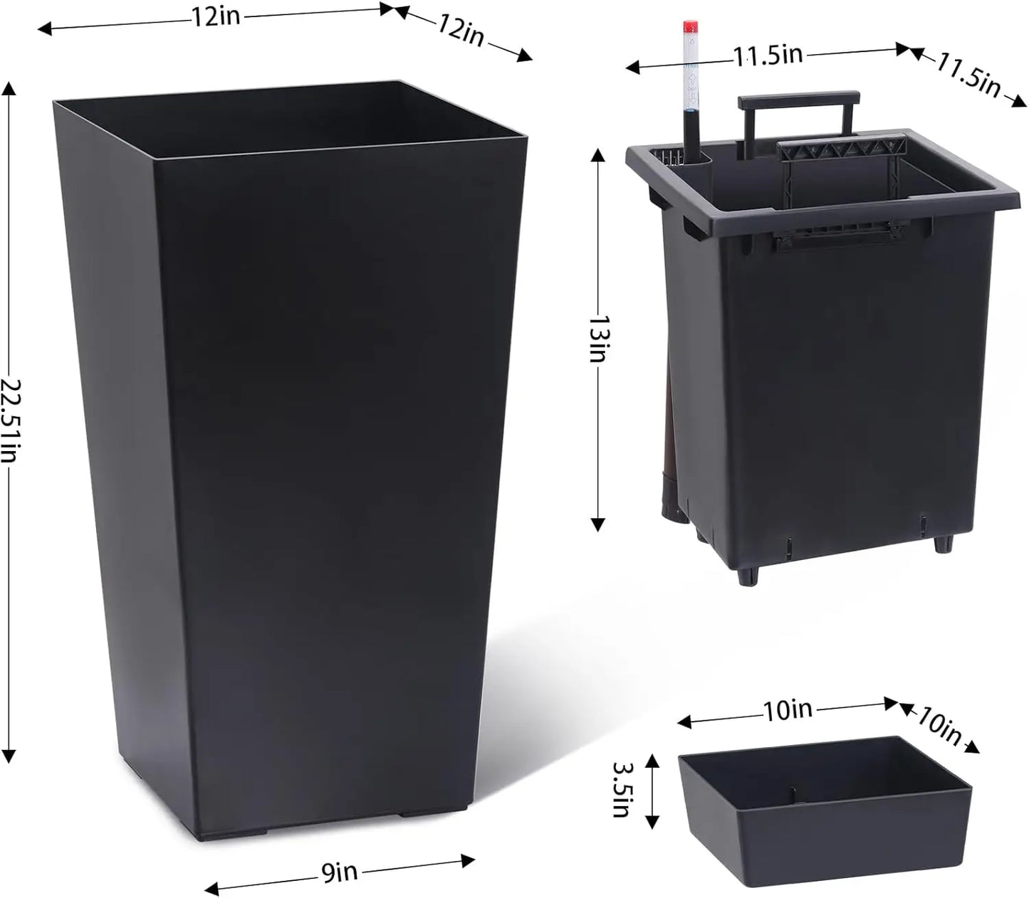 HobbyLane Tall Planter With Shelf Insert Plastic For Indoor Outdoor