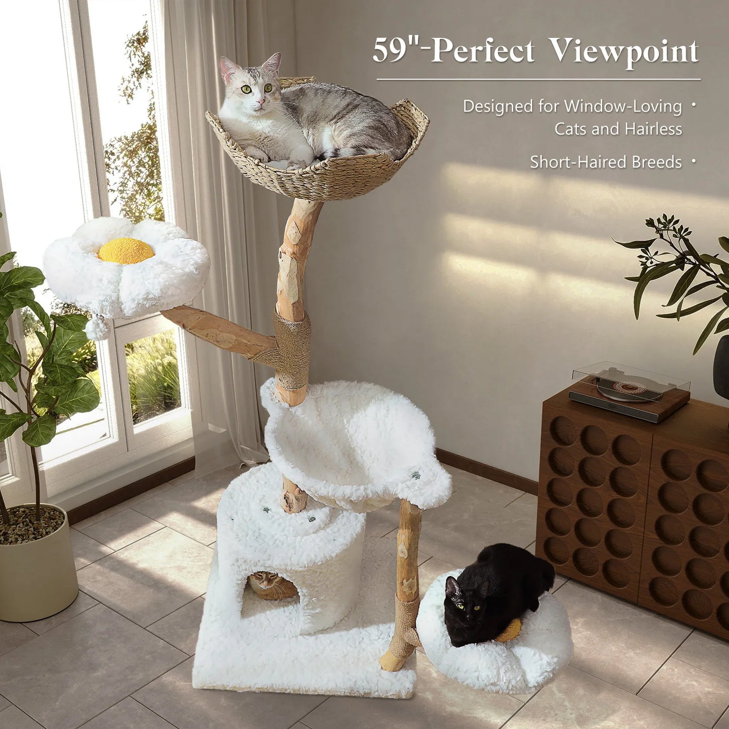 PAWZ Road Cat Tree Tower With Sisal Post And Wicker Bed Indoor