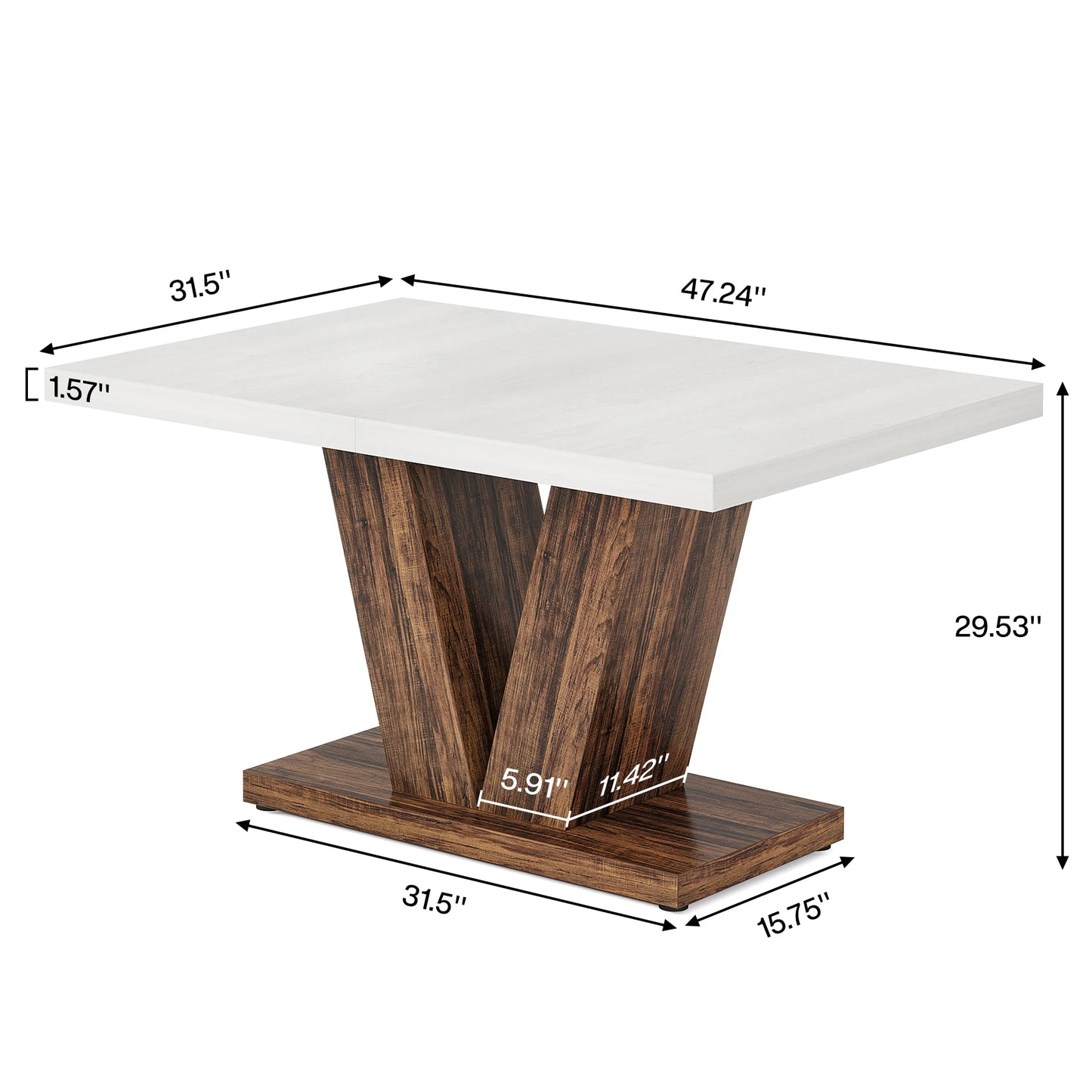 Tribesigns Dining Table For 4-6 With Heavy Duty Pedestal Wood