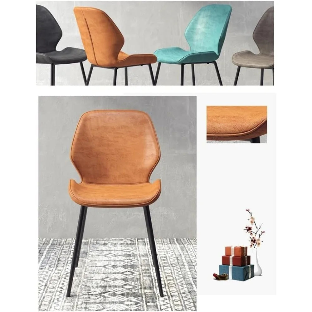 Set Of 2 PU Cushioned Back Dining Chairs European Style