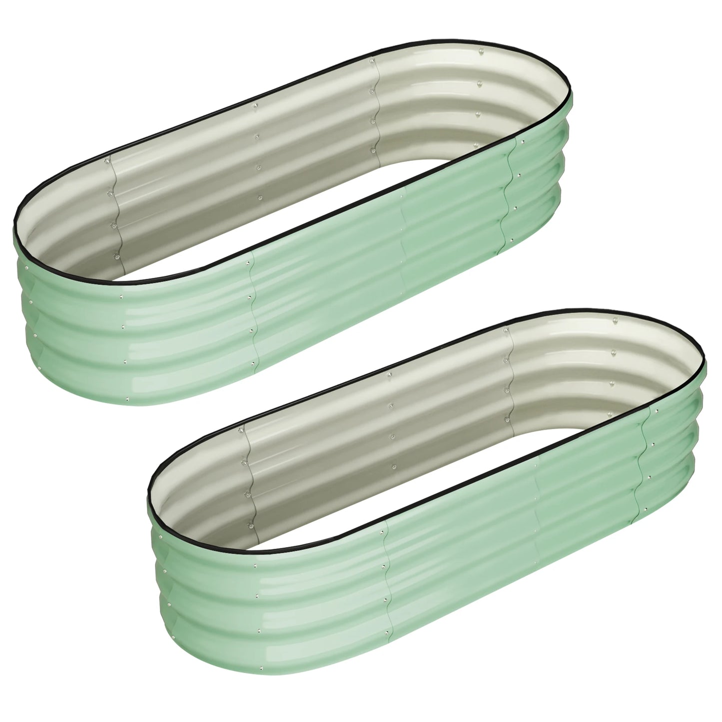 HiMISS Oval Galvanized Raised Garden Bed Pair Outdoor