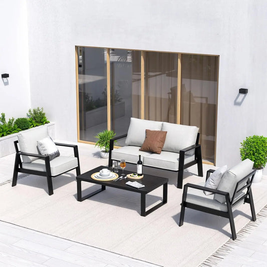 Aluminum Outdoor Patio Furniture Set Sectional With Coffee Table