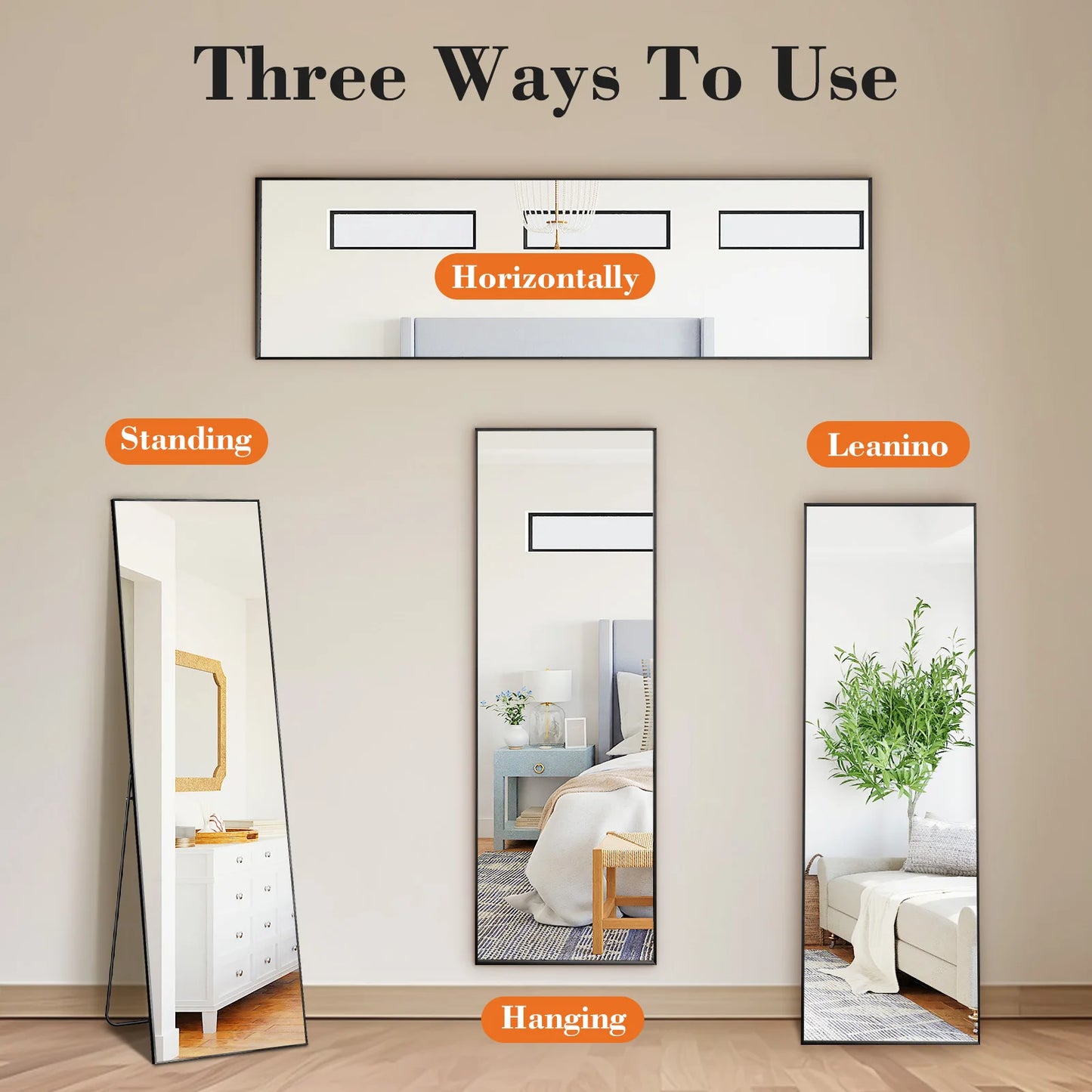 JHK Full Length Wall Mirror With Aluminum Alloy Frame
