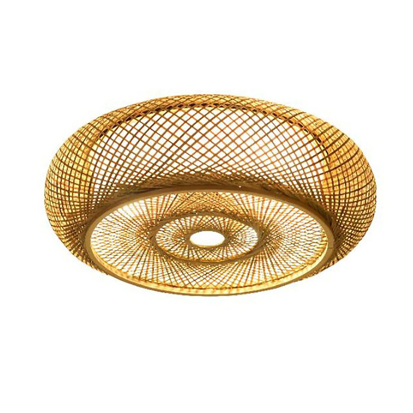 Asian Rustic Bamboo Flush Mount 3 Lamp Ceiling Light Rattan
