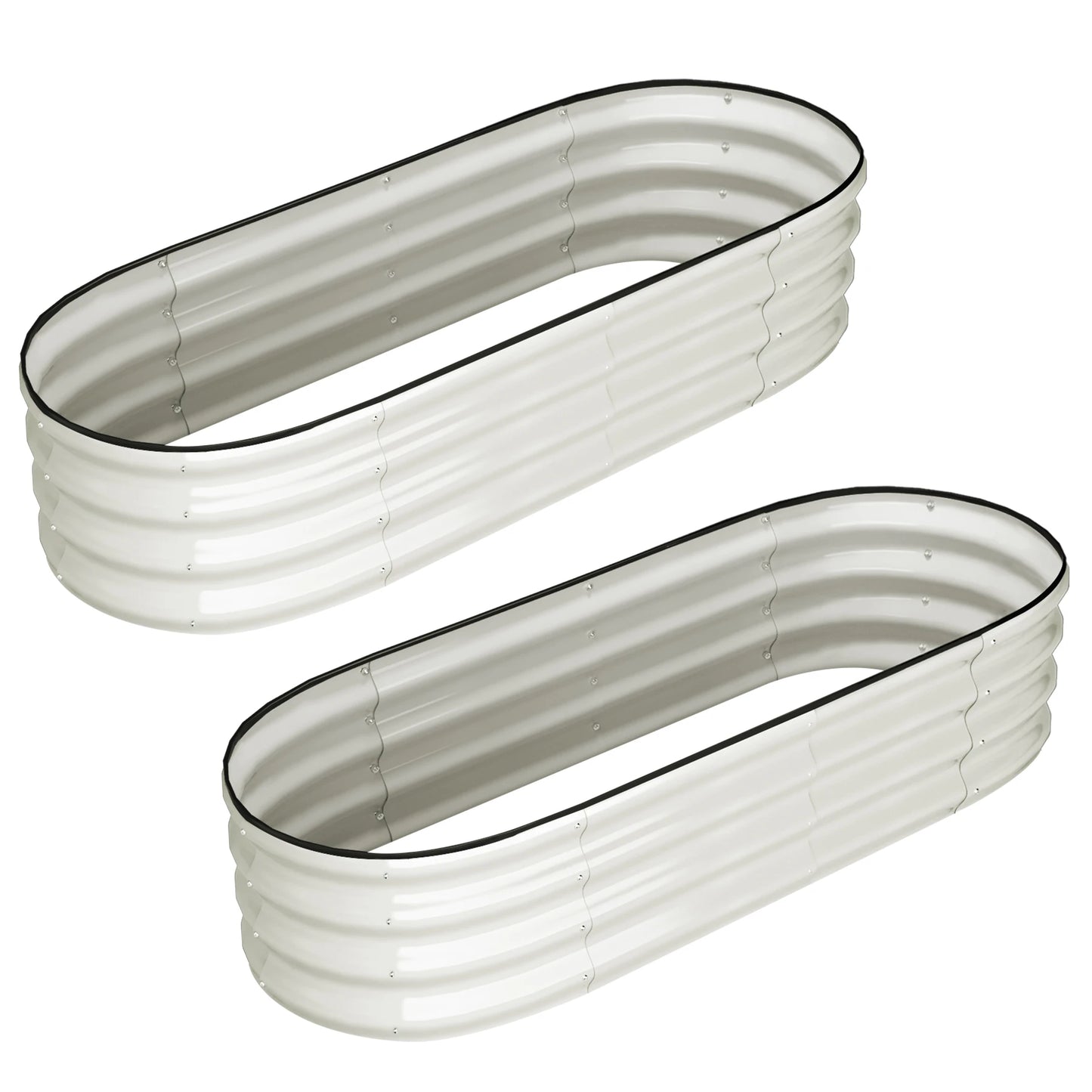 HiMISS Oval Galvanized Raised Garden Bed Pair Outdoor
