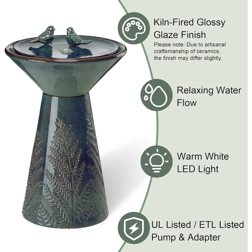 Glitzhome Outdoor Water Fountain With LED Light And Pump