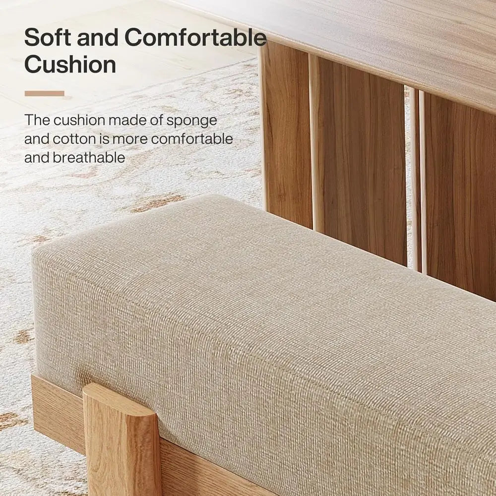 LuxeMerge Upholstered Dining Bench With Fabric Padded Seat MDF Frame