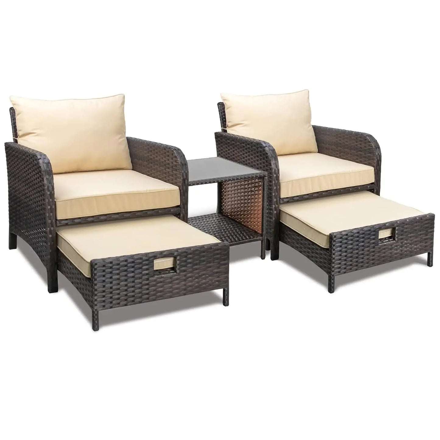 Balcony Patio Conversation Set In Rattan Wicker Outdoor Cushions