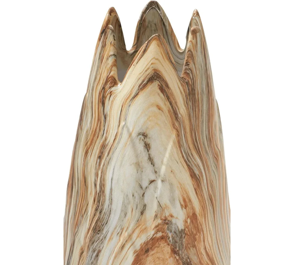 Modern Ceramic Vase With Marbled Finish Angled Edge Rustic Accents