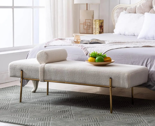 Modern Upholstered End Of Bed Bench With Detachable Pillow