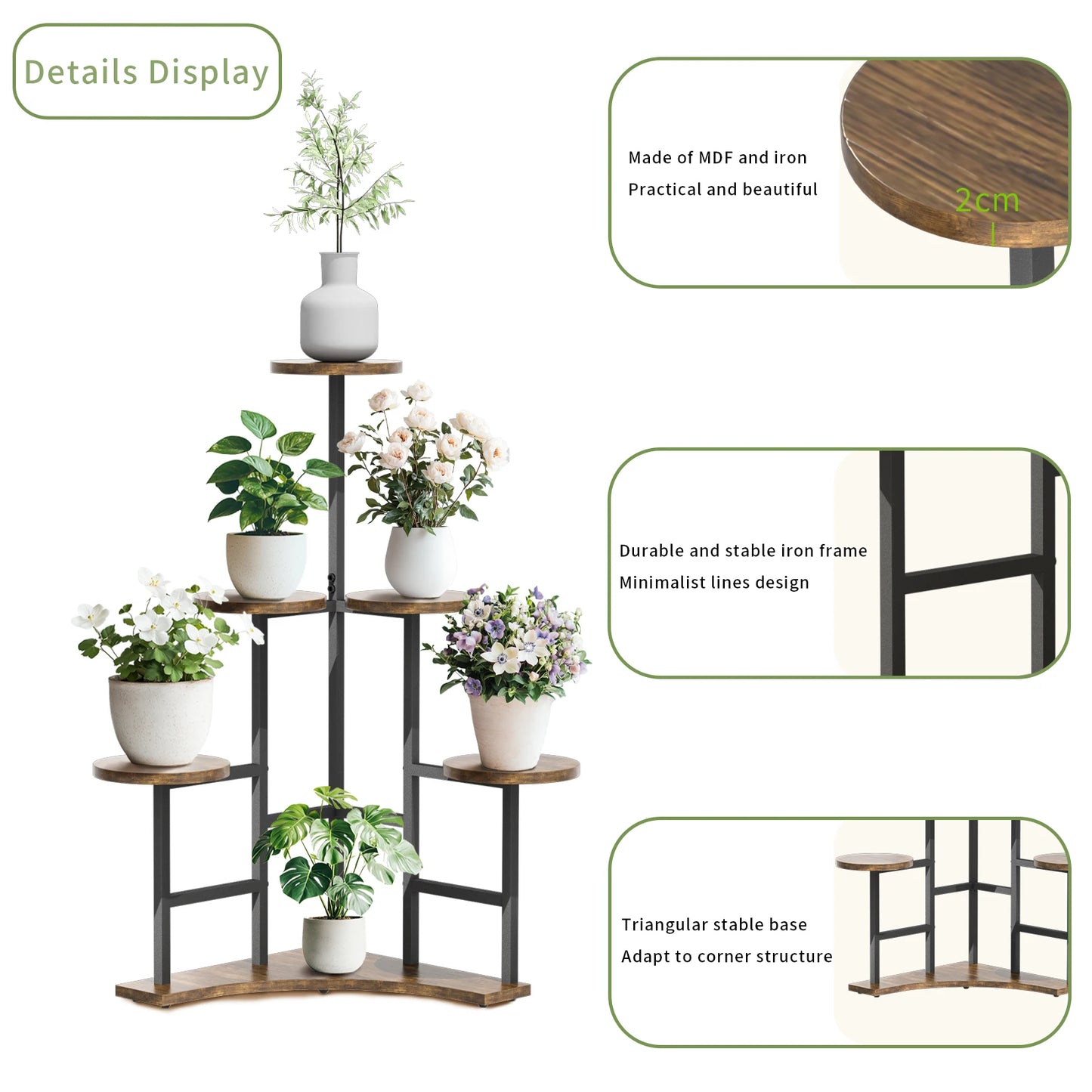 WisforFrame 6-Tier Plant Stand Corner Display Rack For Pots