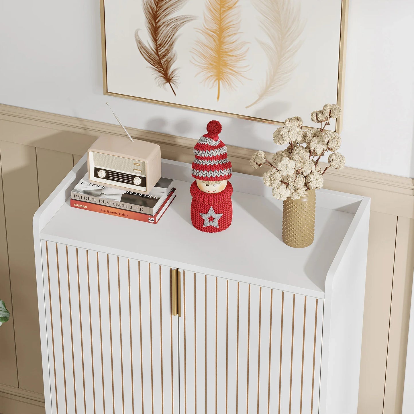 Tribesigns 5 Tier Shoe Cabinet With Doors Wooden Storage Organizer