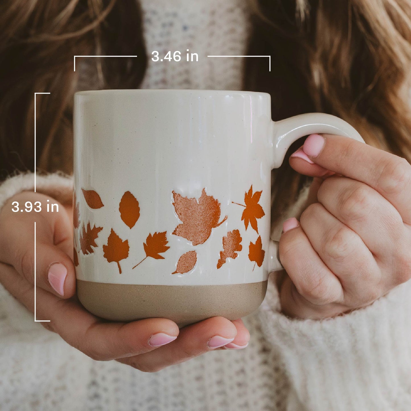 Brown Leaves 14 oz Stoneware Coffee Mug