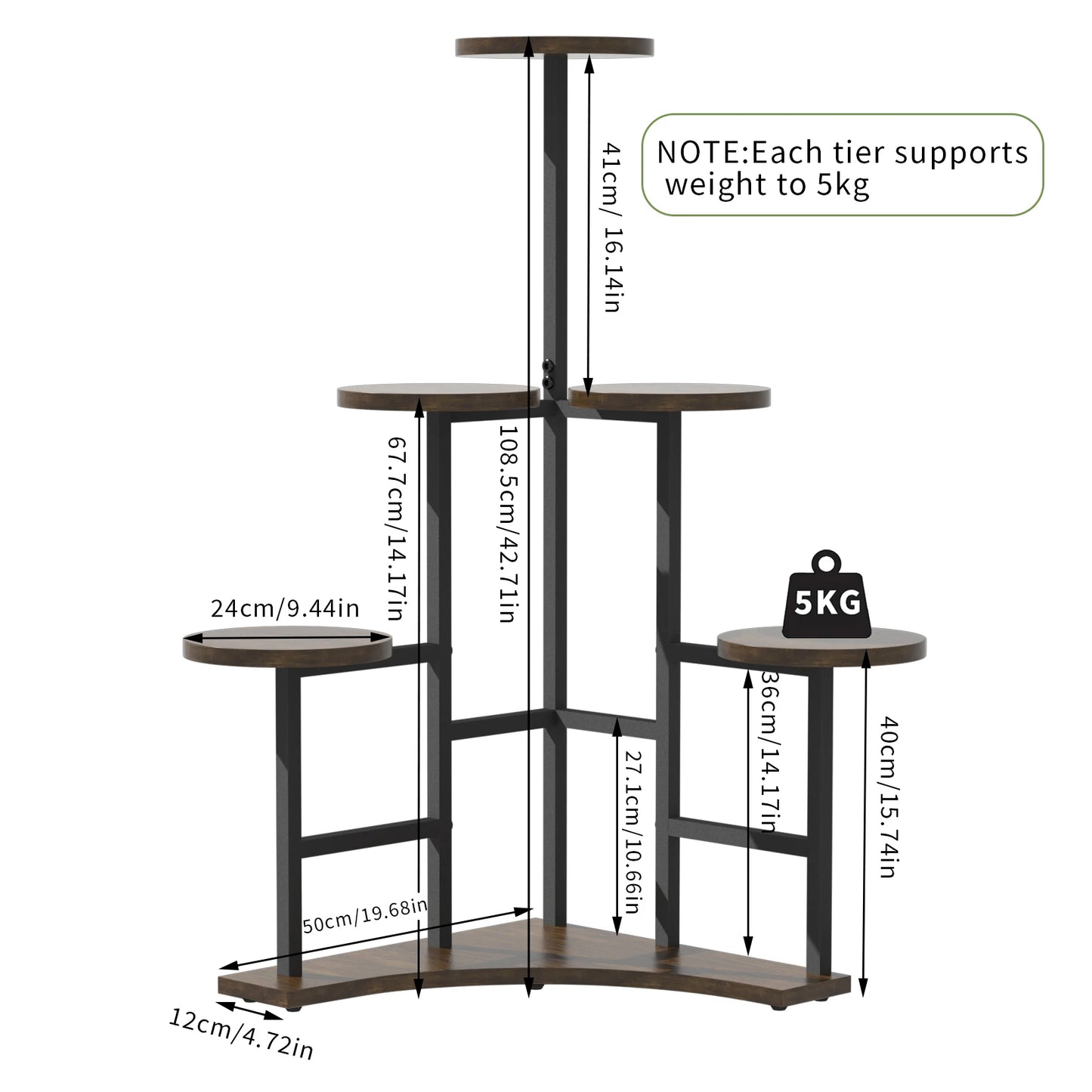 WisforFrame 6-Tier Plant Stand Corner Display Rack For Pots