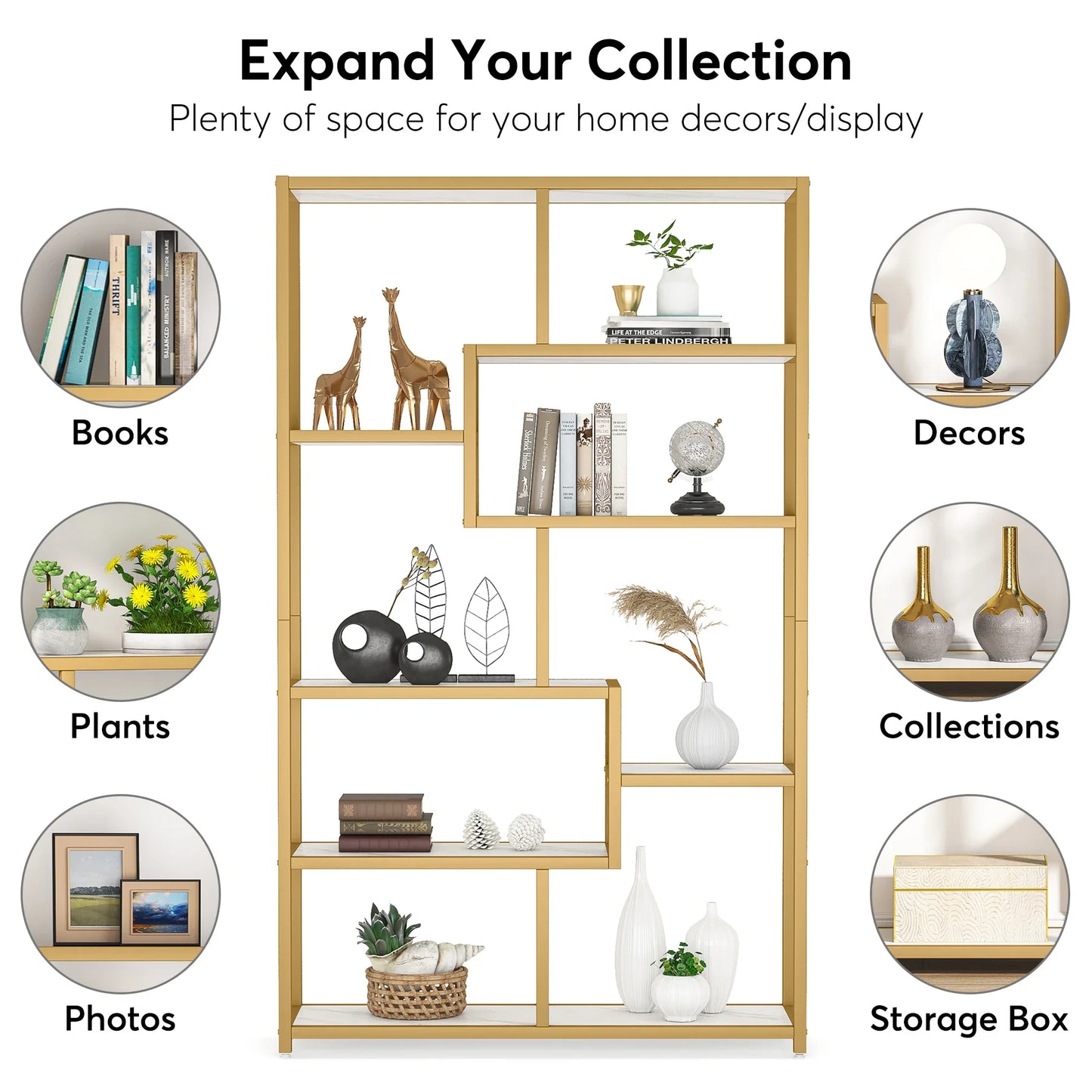 Tribesigns Modern Bookshelf Etagere Display Shelf