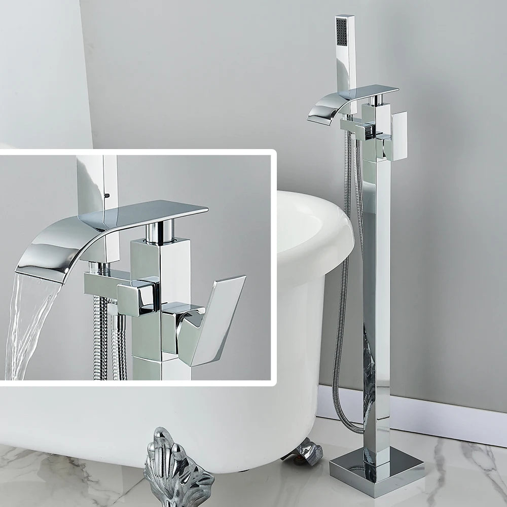 Quyanre Floor Standing Tub Faucet With Hand Shower