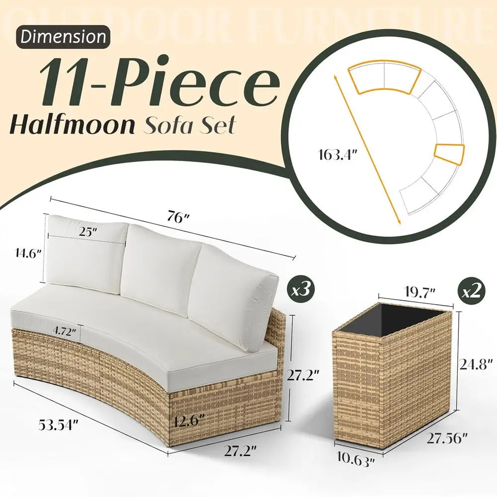 Outdoor Wicker Sectional Sofa Set With Storage Wedge Table
