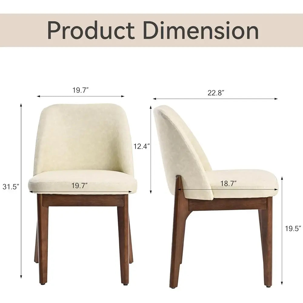 Pair of Faux Leather Dining Chairs with Wooden Legs