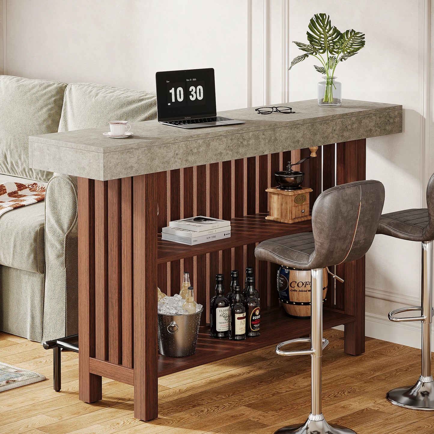 Tribesigns Home Bar Unit With Footrest