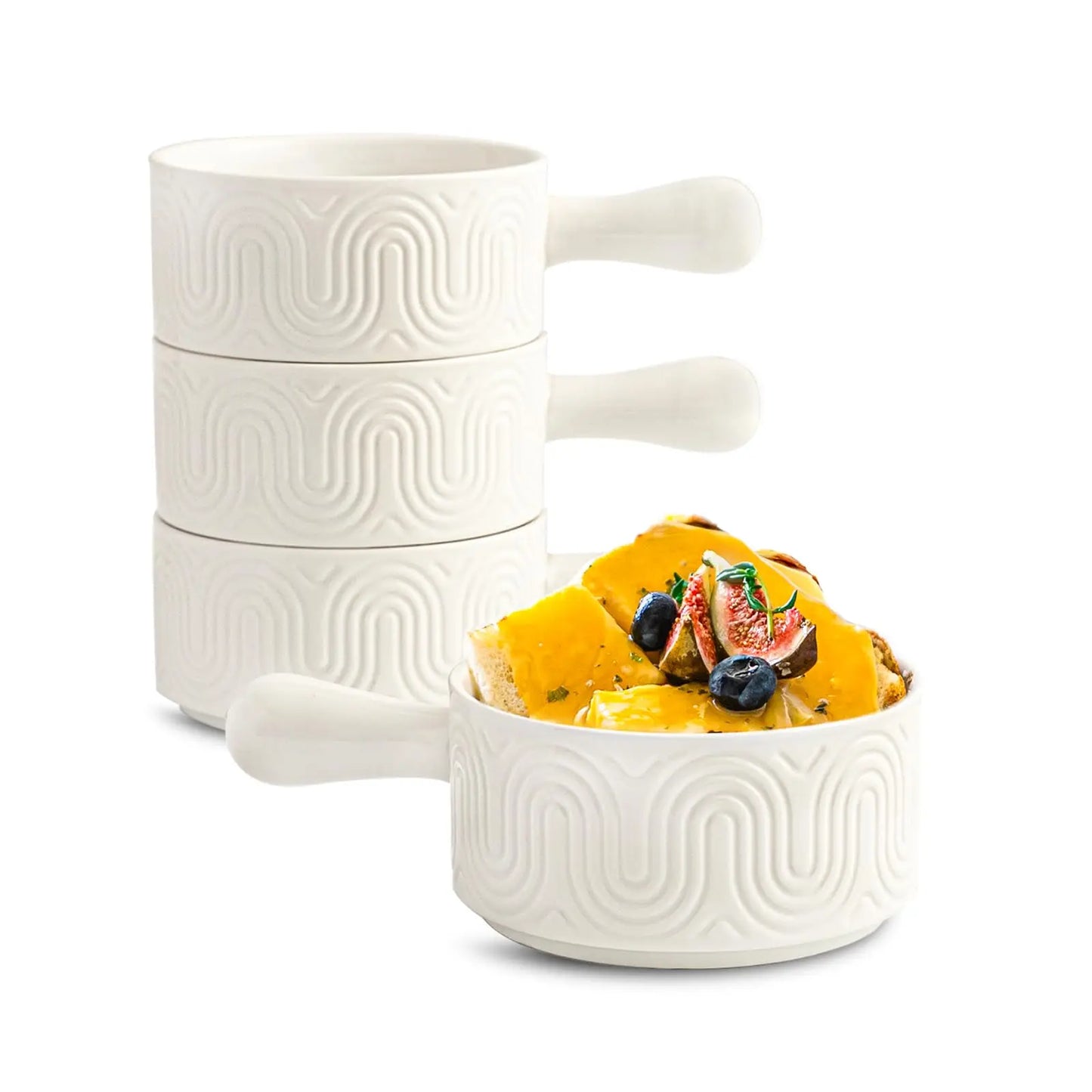 ATUCOHOC Ceramic French Onion Soup Bowls With Handles 4 Pack