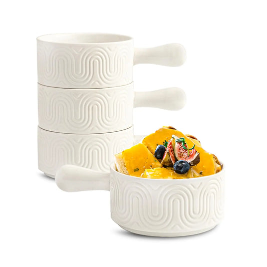 ATUCOHOC Ceramic French Onion Soup Bowls With Handles 4 Pack