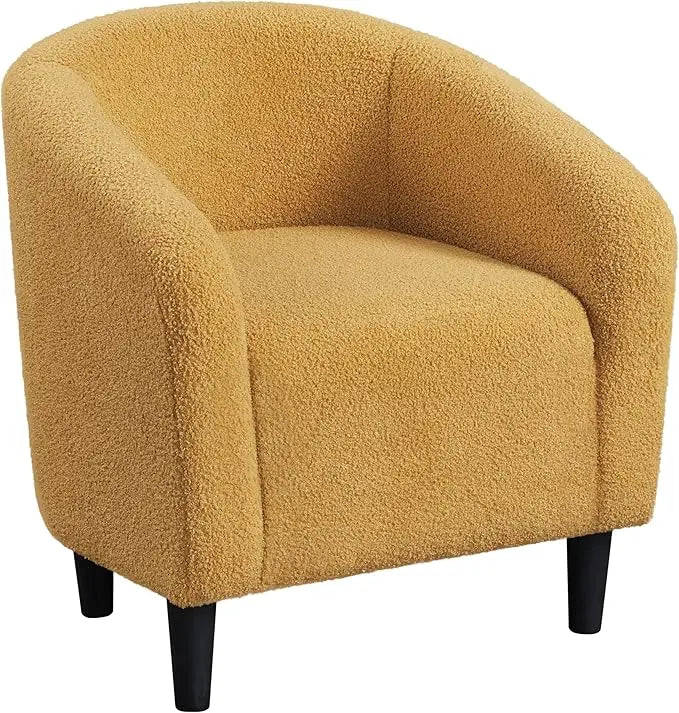 Boucle Barrel Chair With Sherpa Upholstery For Living Room