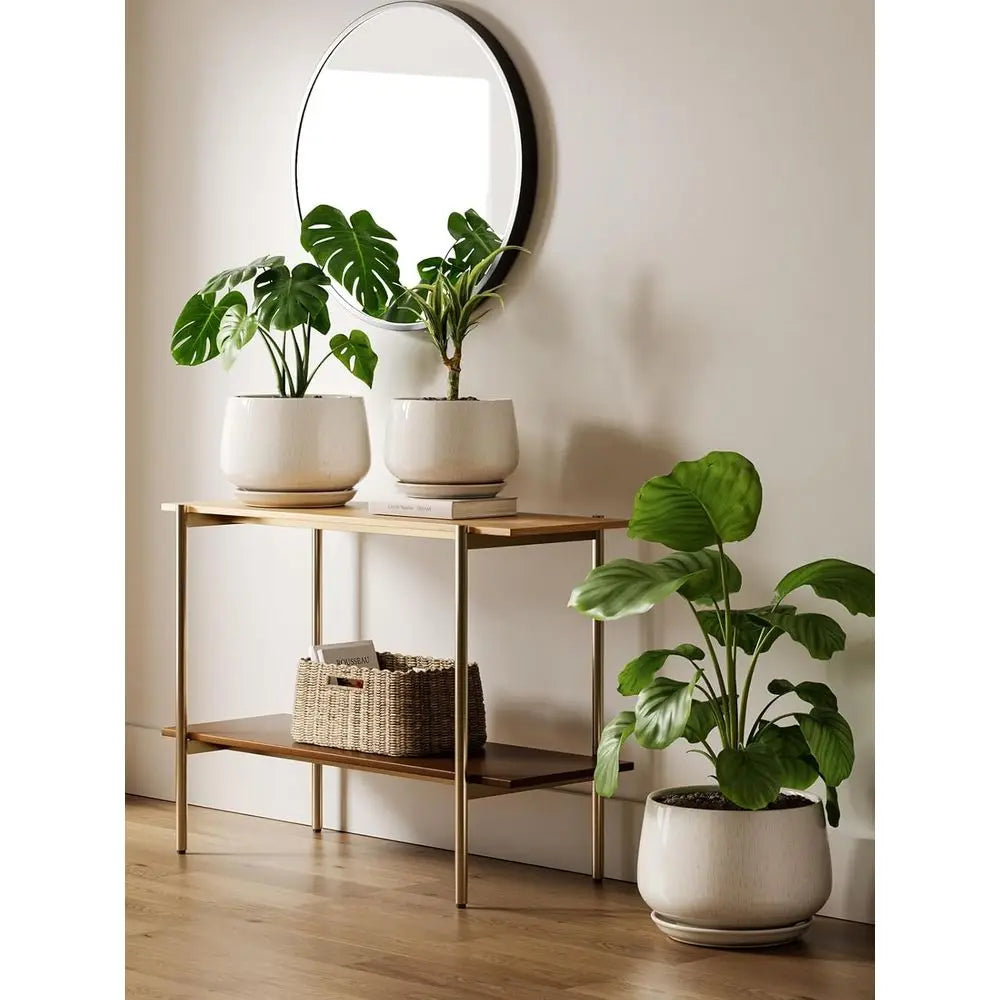Ceramic Plant Pots Set of 2 for Indoor Plants Drainage