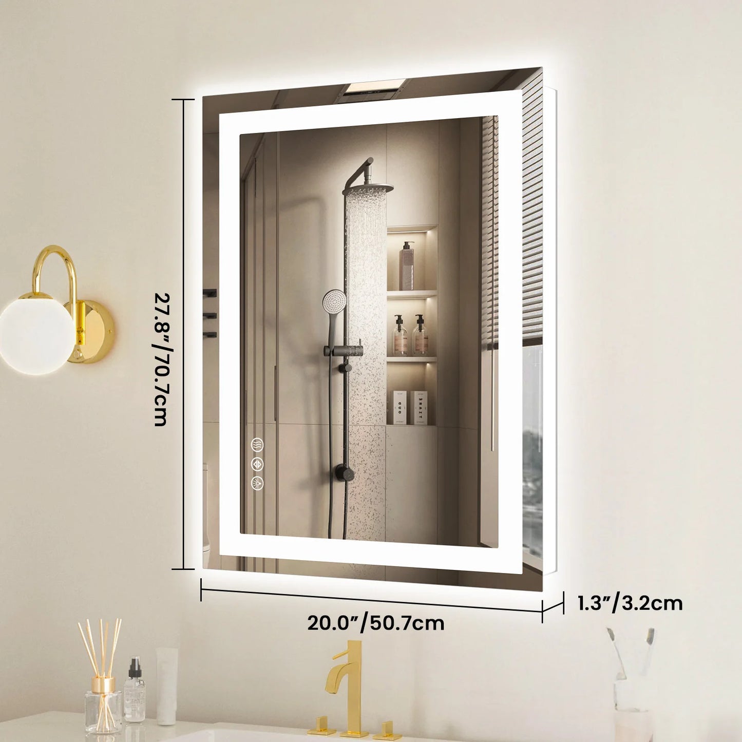 JHK LED Vanity Mirror With Memory Function Front Light Backlit