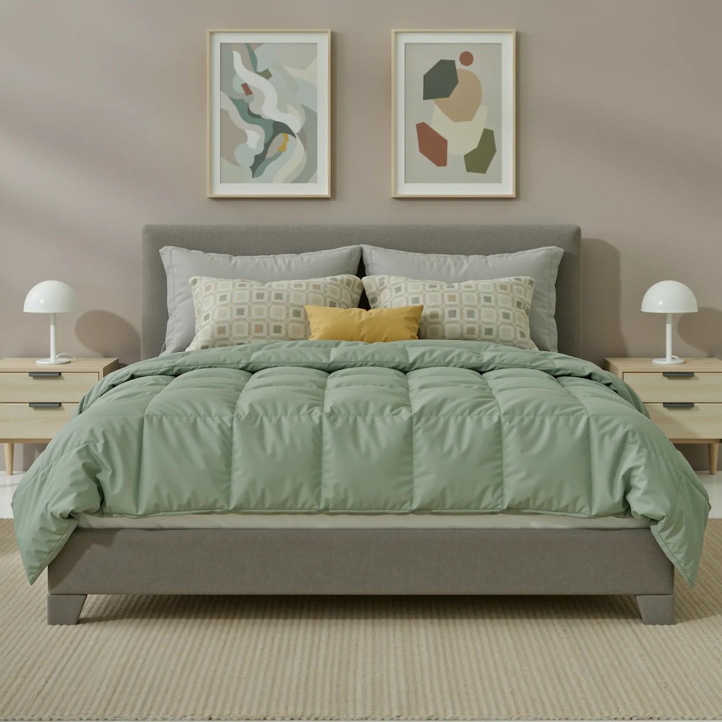 HOOMIC Upholstered Bed Frame With Adjustable Linen Headboard Quiet Support