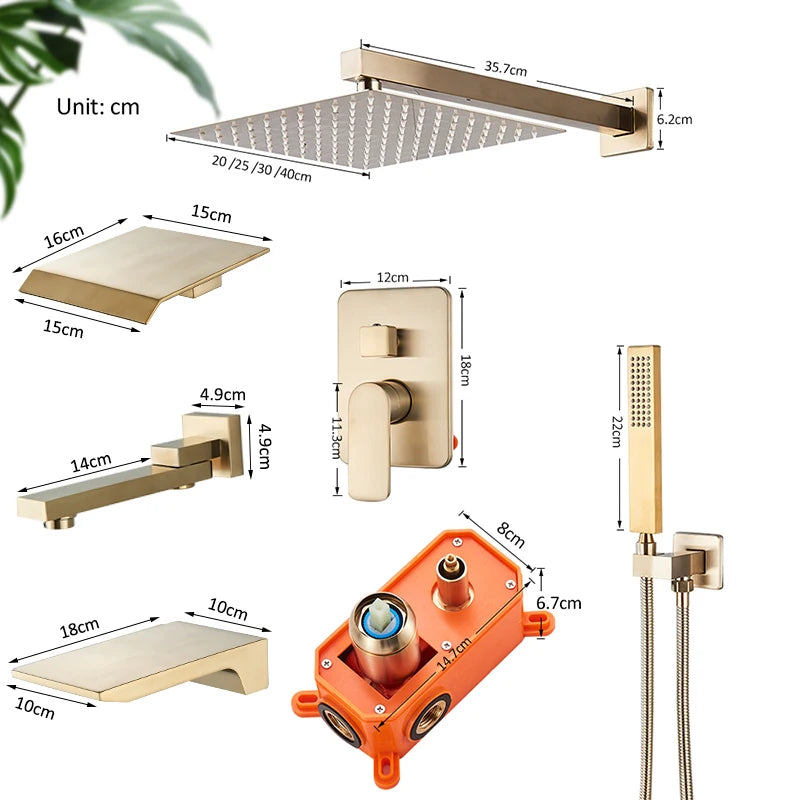 Quyanre Concealed In Wall Shower System With Rain Shower
