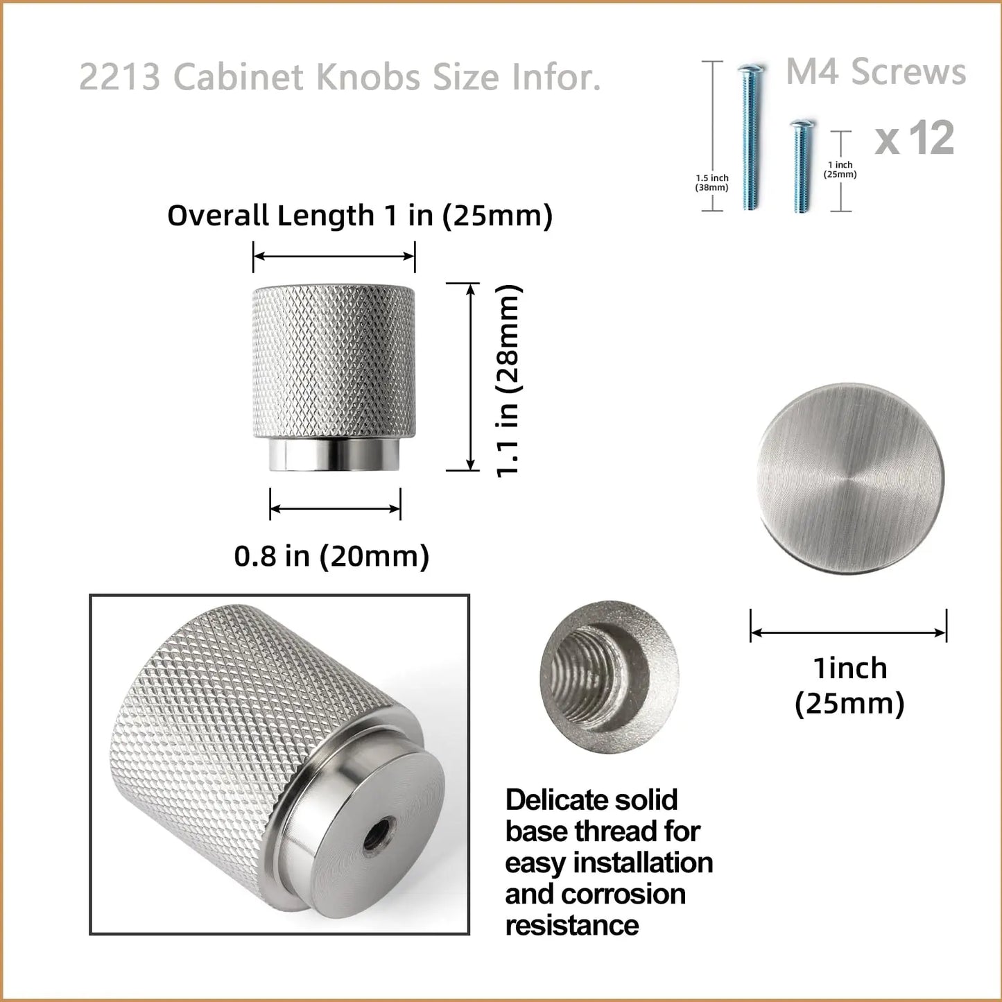Goo-Ki Antique Brass Knurled Cabinet Pulls For Kitchen Cabinets