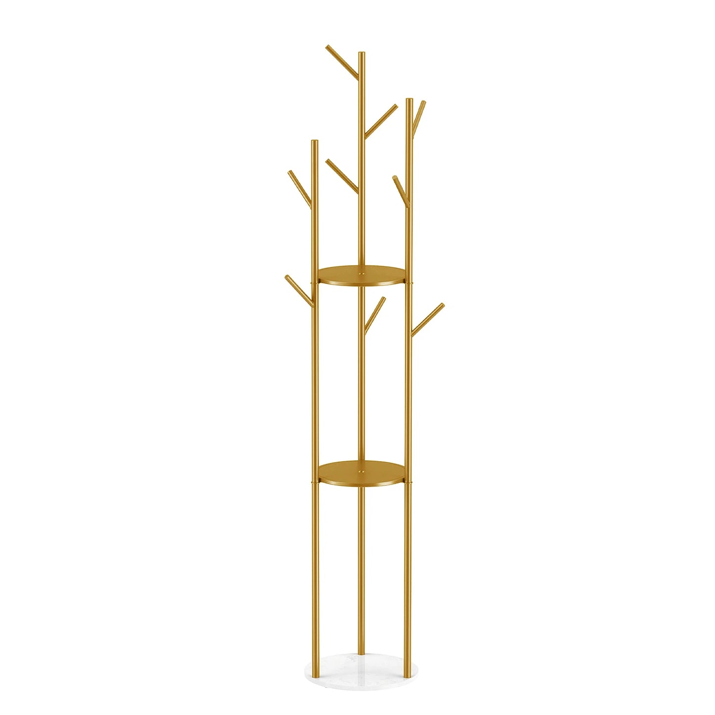 Wisfor Freestanding Metal Coat Rack With Marble Shelf Stand