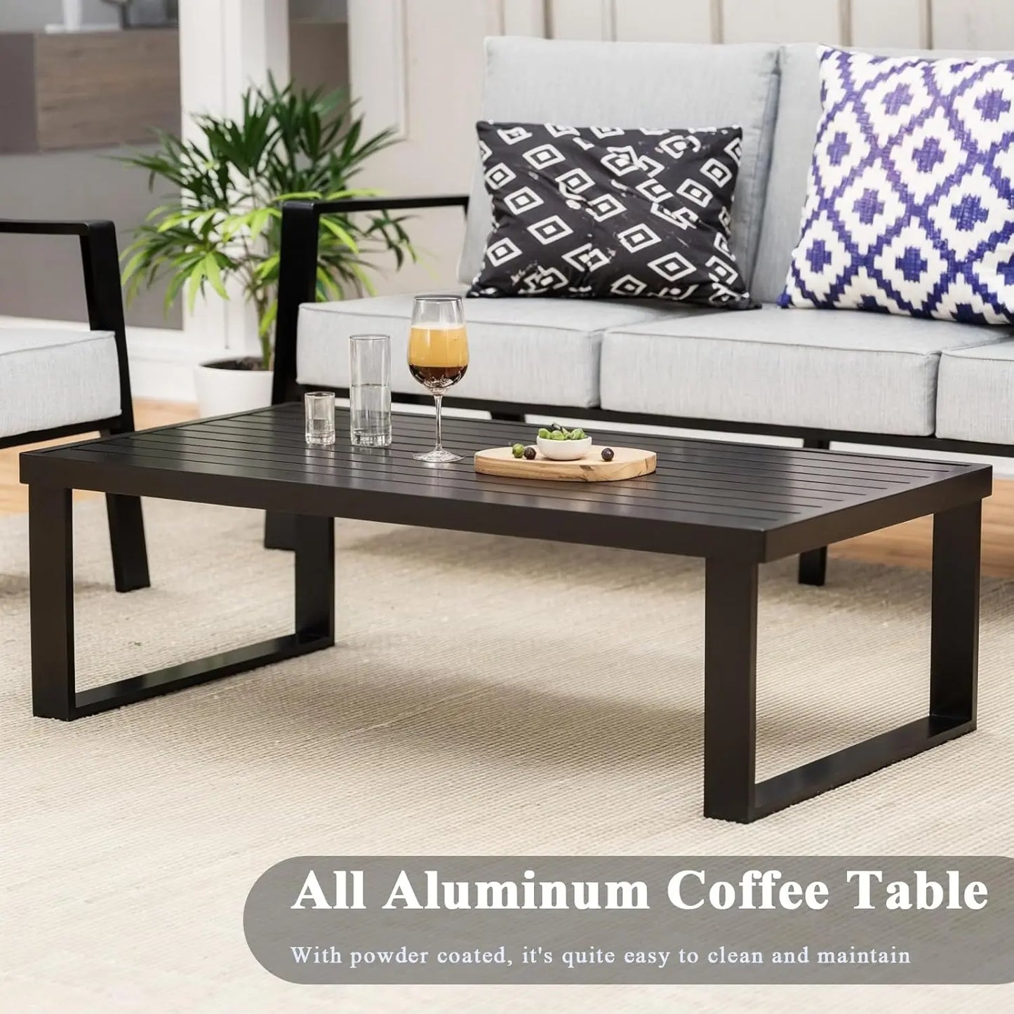 Aluminum Outdoor Patio Furniture Set Sectional With Coffee Table