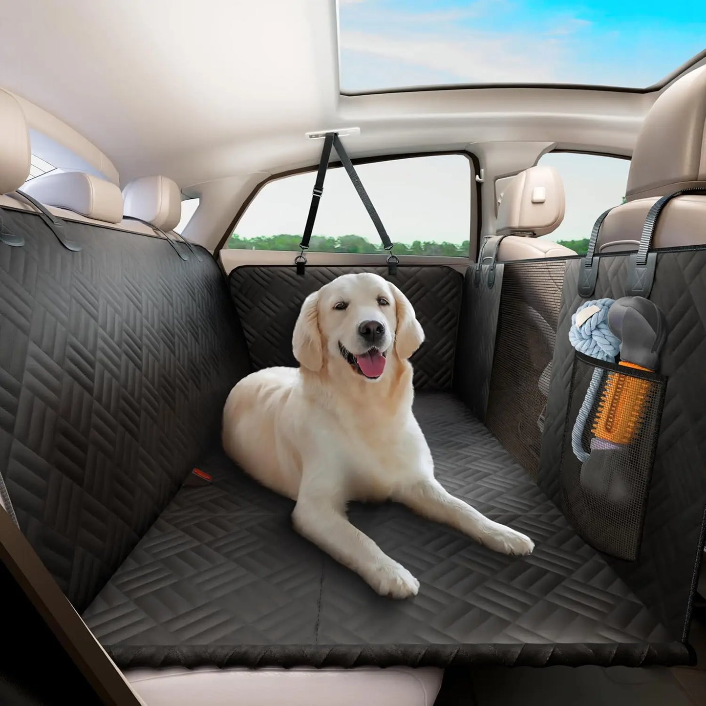 Rear Seat Dog Hammock And Extender For Cars And SUVs
