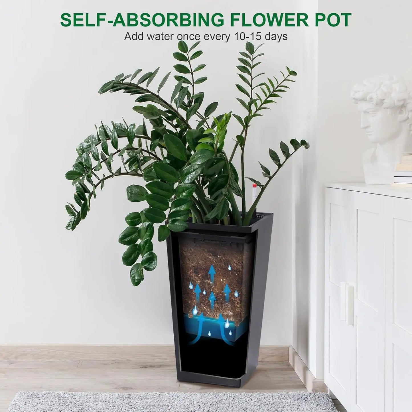 HobbyLane Tall Planter With Shelf Insert Plastic For Indoor Outdoor