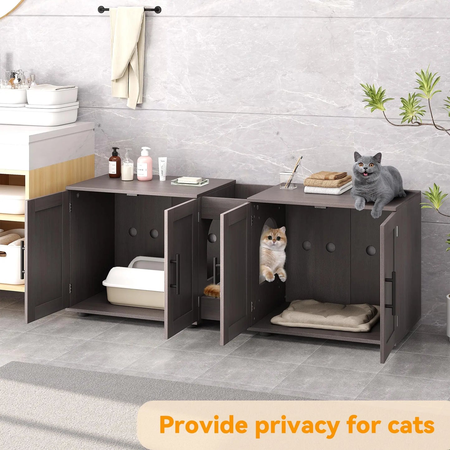 HiMISSCN Double Room Litter Box Enclosure For Cats