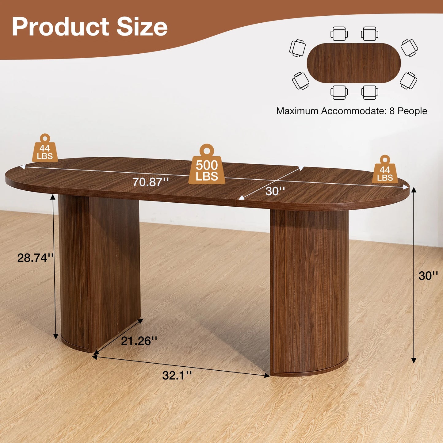 Wooden Oval Dining Table Seats Six To Eight Modern Base