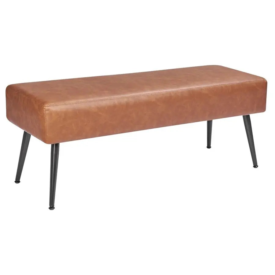 XMSJ PU Leather Bedroom Bench With Metal Legs And Stitching