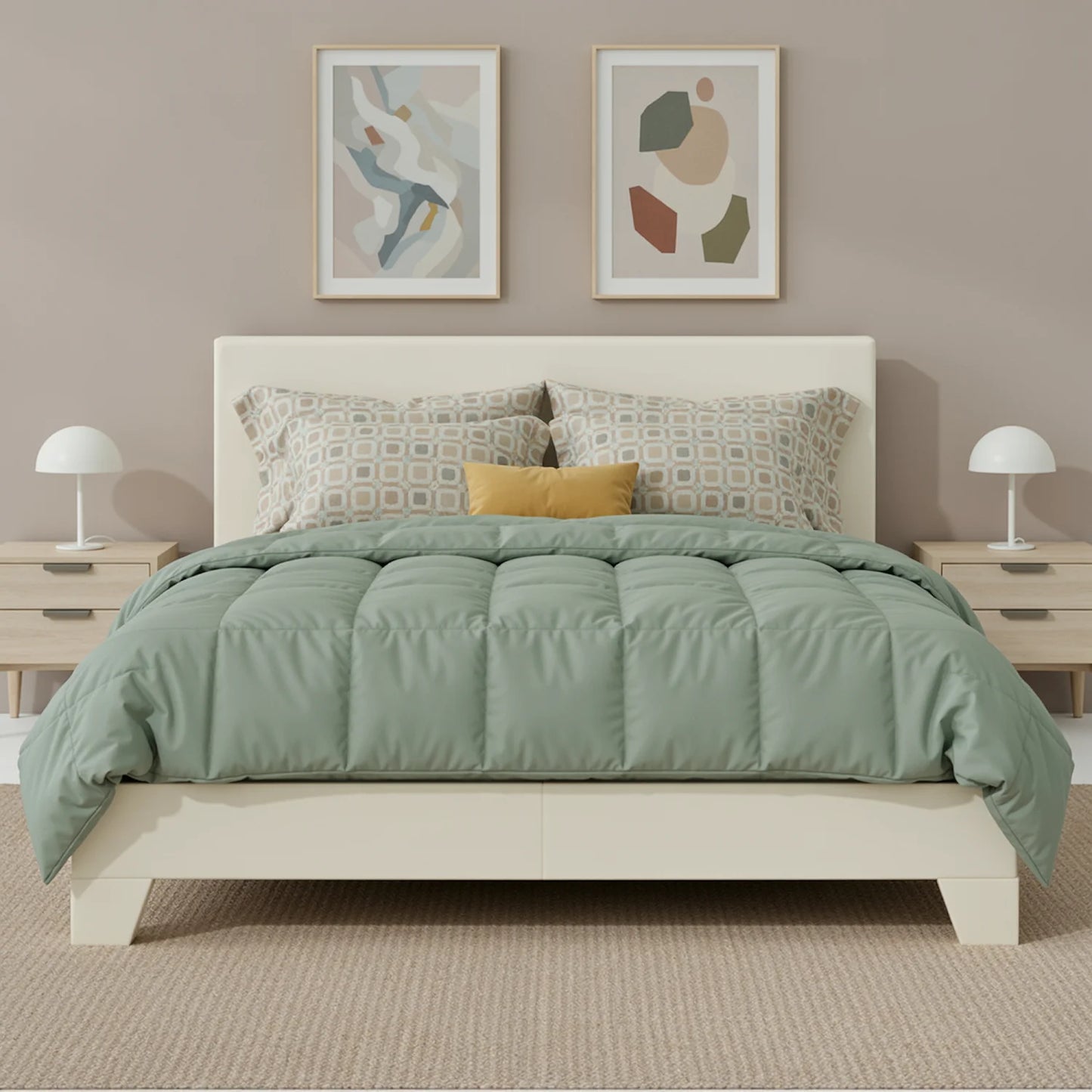 HOOMIC Upholstered Bed Frame With Adjustable Linen Headboard Quiet Support