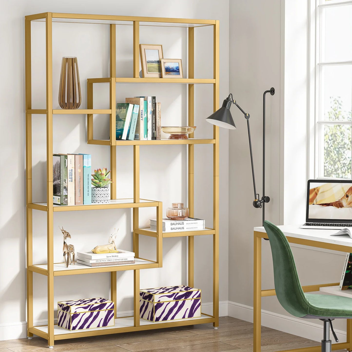 Tribesigns Modern Bookshelf Etagere Display Shelf