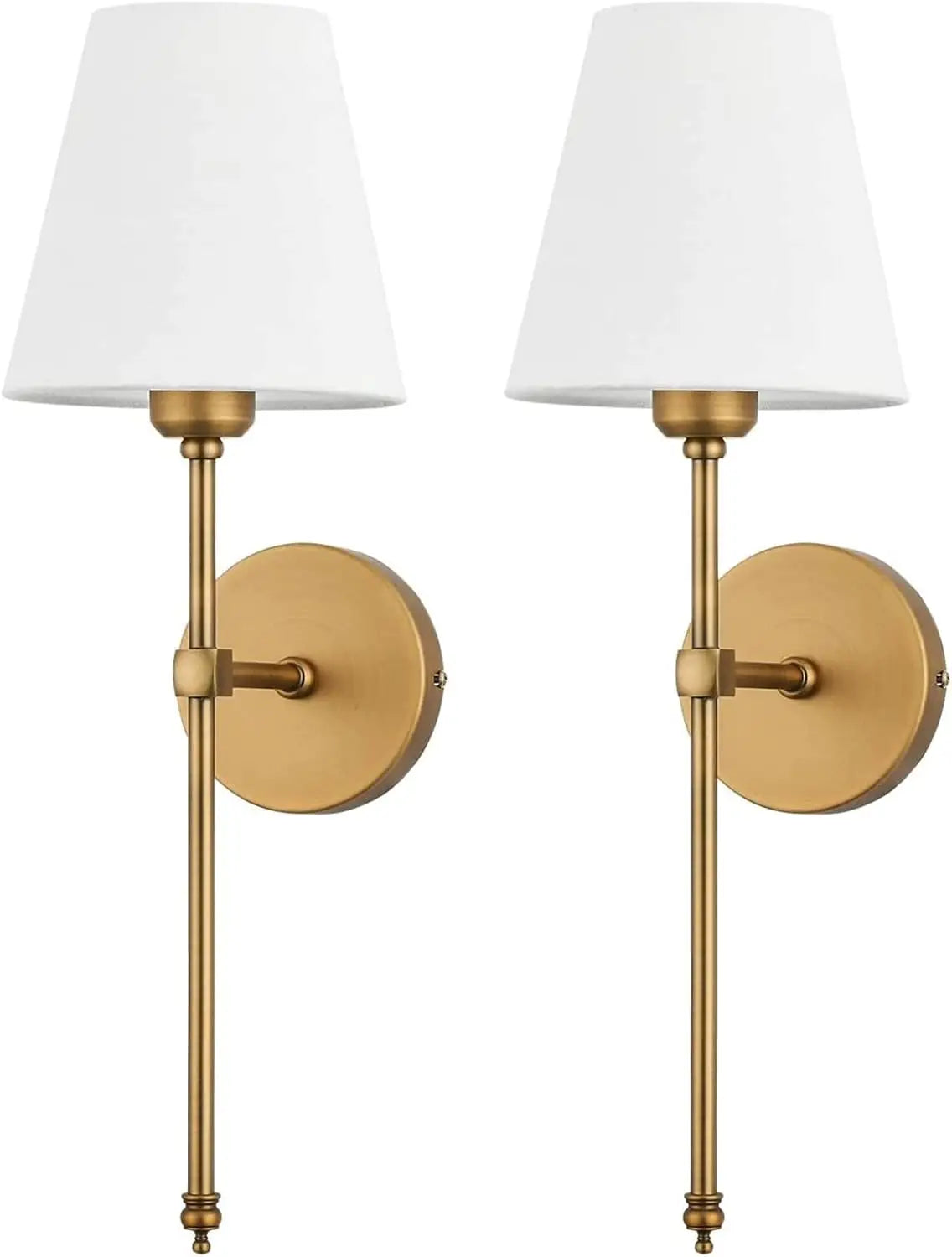 Elegant Classic Brushed Brass Wall Sconces Set of Two