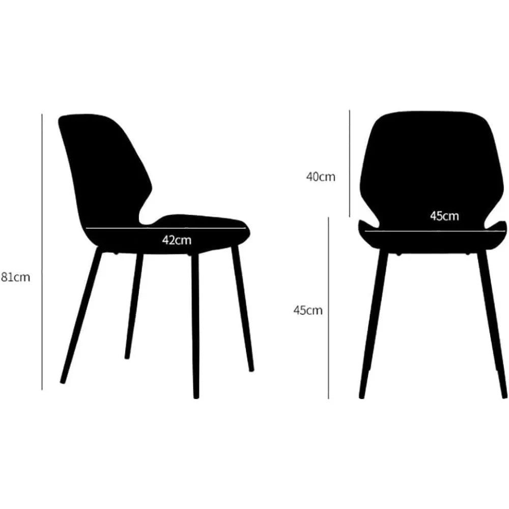 Set Of 2 PU Cushioned Back Dining Chairs European Style