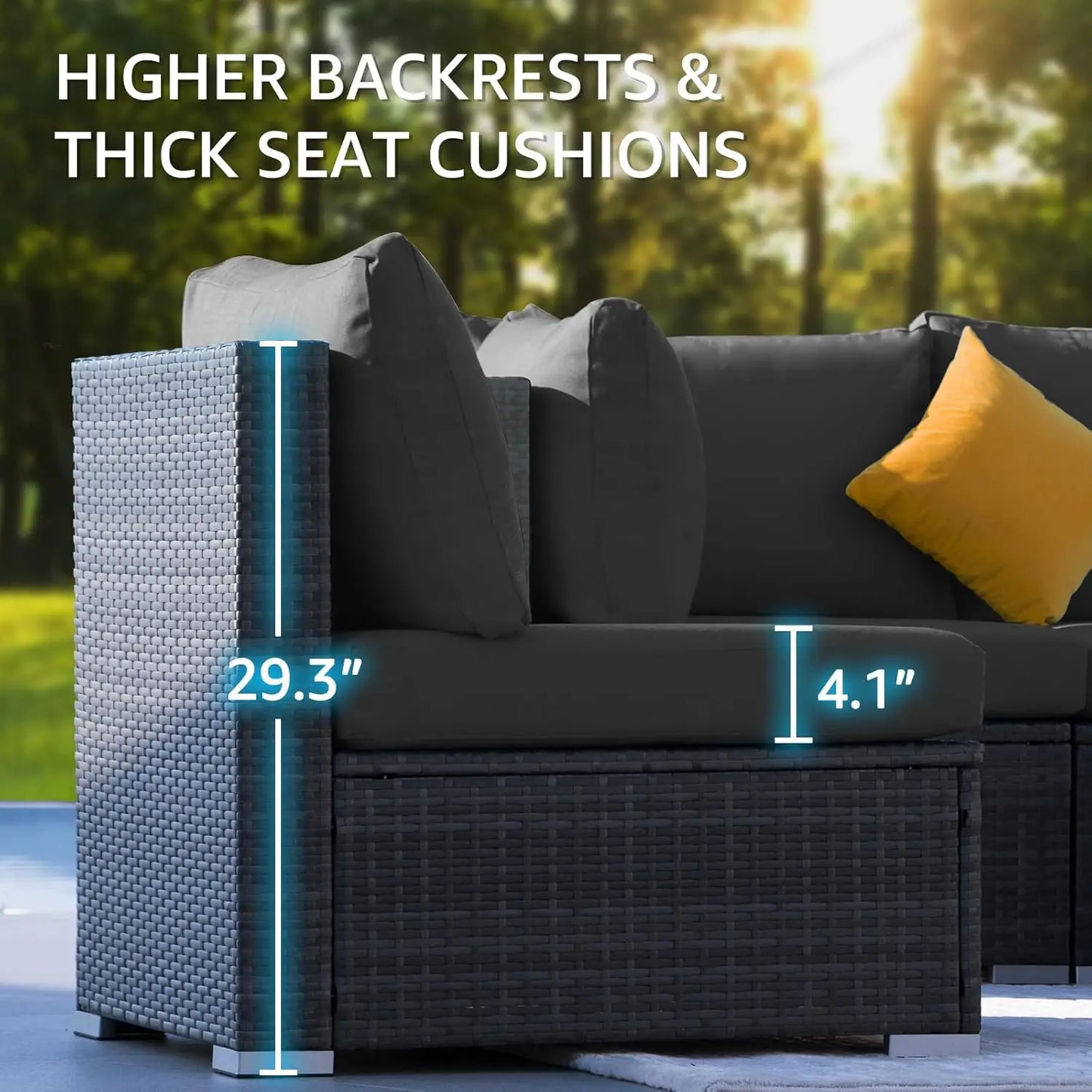 Modern Luxury Patio Armless Sofa Set 2 Piece Outdoor Wicker